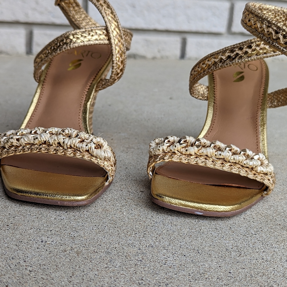 SARTO by Franco Sarto wrap ankle strap woven metallic wedge heel sandal 6 - Picture 10 of 10